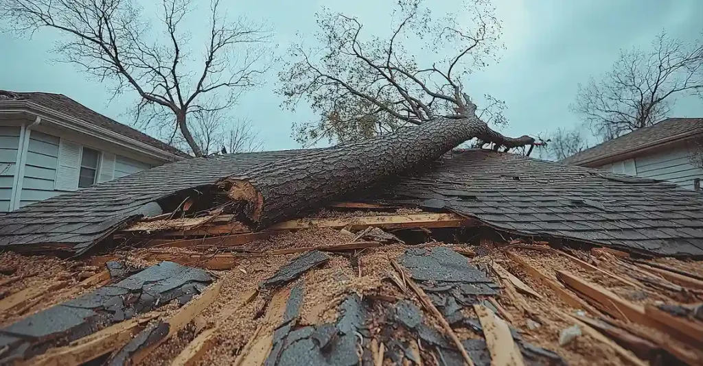 Storm-damaged roof repair in Texas